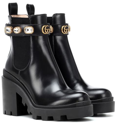 gucci crystal-embellished leather chelsea boots|Gucci boots vsco.